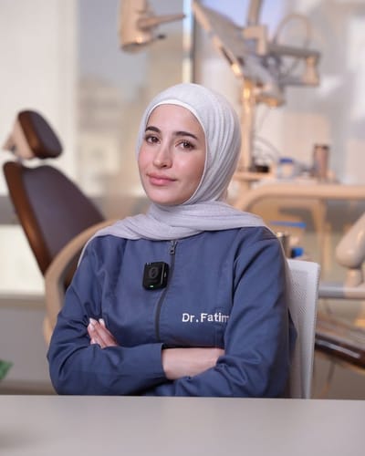 Dr. Fatima Nasser, the dentist who designs and fits Hollywood smiles at her clinic in Mar Elias, Beirut